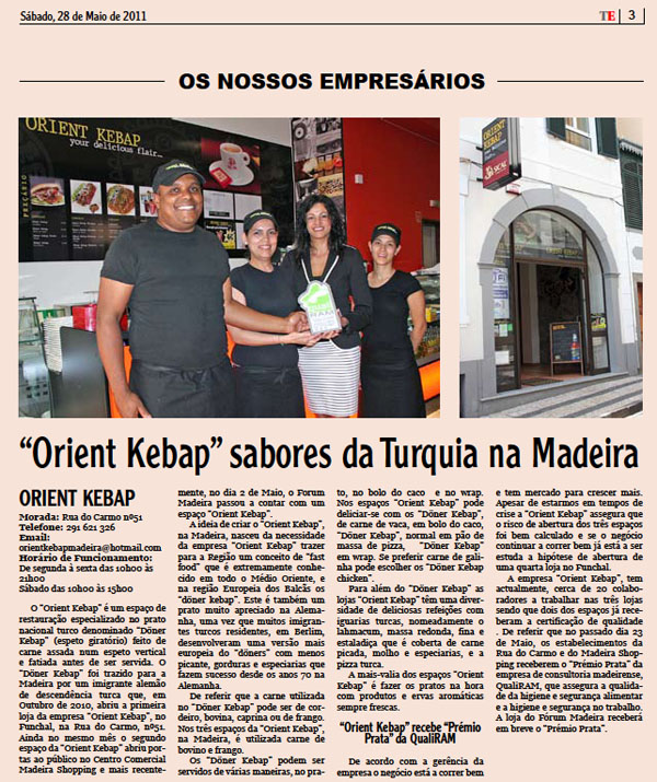 “Orient Kebap” recebe “Prémio Prata”